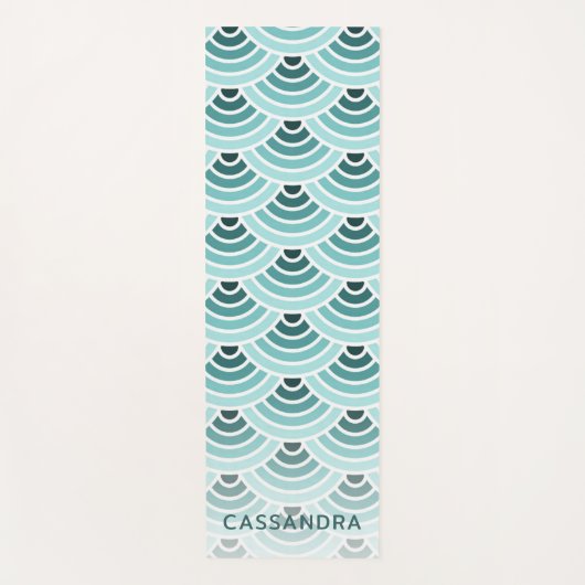 Tapis De Yoga Custom Seafoam Blue Green Wave Circles Art Motif (Devant)