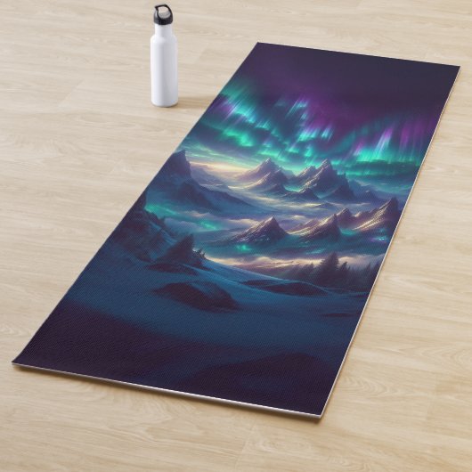 Tapis De Yoga Custom Yoga Mat – Fantasy Aurora Mountain Landscap (En situation)
