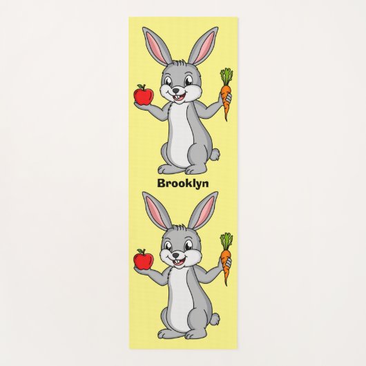 Tapis De Yoga Cute bunny rabbit with vegetables (Devant)