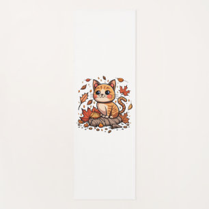 Tapis De Yoga Cute Chat En Automne