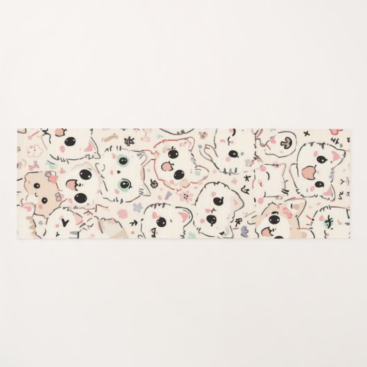 Tapis De Yoga Cute Chat simple chaton Motif (Devant (Horizontal))