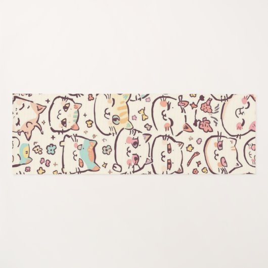 Tapis De Yoga Cute Chat simple chaton Motif (Devant (Horizontal))