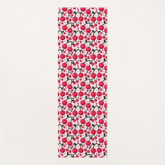 Tapis De Yoga Cute Cherry Pattern Aesthetic | Red Cherry Seamles (Devant)