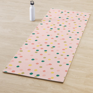 Tapis De Yoga Cute Confetti Pois Motif Blush Green