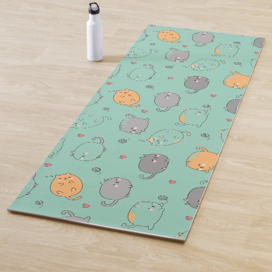 Tapis De Yoga Cute & Cozy Sleepy Cat Dreams Pattern (En situation)