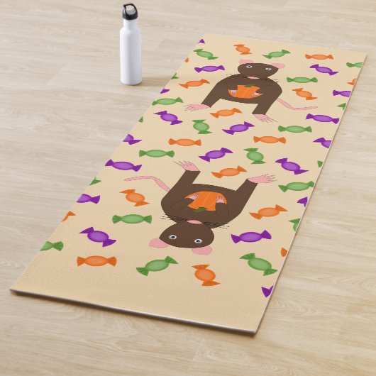 Tapis De Yoga Cute Halloween Rat et Citrouille (En situation)