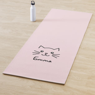 Tapis De Yoga Cute Kawaii Kitten Visage de chat avec nez de coeu
