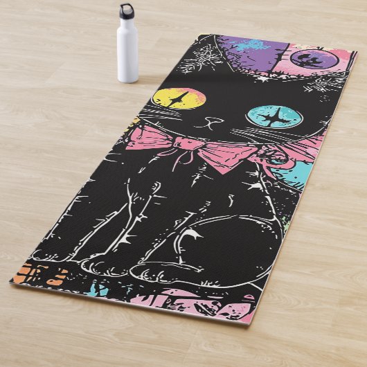 Tapis De Yoga Cute Kawaii Pastel Goth Chat Déplaisant (En situation)