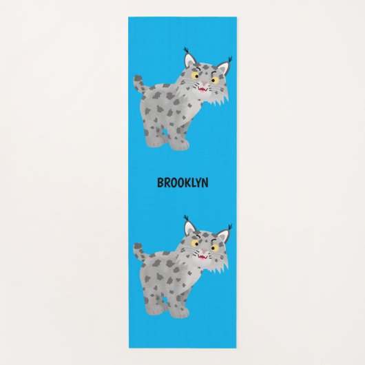 Tapis De Yoga Cute mean bobcat lynx cartoon (Devant)