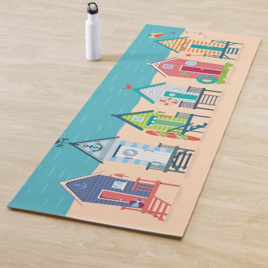 Tapis De Yoga Cute Moderne Plage Cabines Art Été Vacances (En situation)
