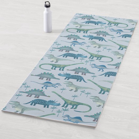 Tapis De Yoga Cute Motif de dinosaure bleu préhistorique