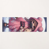 Tapis De Yoga Cute ninja guerrière fille & teddy (Devant (Horizontal))