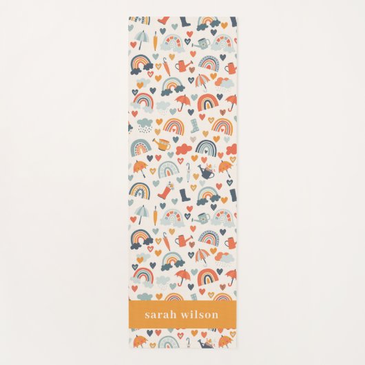 Tapis De Yoga Cute Orange Blue Spring Rainbow Clouds Motif (Devant)
