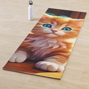 Tapis De Yoga Cute Orange Kitten Art