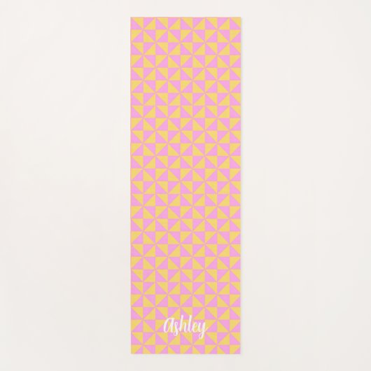 Tapis De Yoga cute orange pink retro geometric design (Devant)