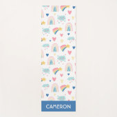 Tapis De Yoga Cute Rainbow Hearts & Clouds Motif (Devant)