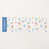 Tapis De Yoga Cute Rainbow Hearts & Clouds Motif (Devant (Horizontal))