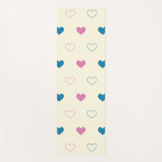 Tapis De Yoga Cute Simple Heart Pattern blue pink cream