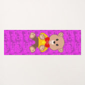 Tapis De Yoga Cute Teddy Bear on Pink Geometric  (Dos (Horizontal))