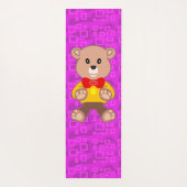 Tapis De Yoga Cute Teddy Bear on Pink Geometric  (Dos)