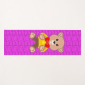 Tapis De Yoga Cute Teddy Bear on Pink Geometric  (Devant (Horizontal))