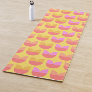 Tapis De Yoga Cute Tulipe scandinave Jaune Orange Forme florale