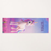 Tapis De Yoga Cute Unicorne Blanche Avec Rose & Bleu Mane (Devant (Horizontal))