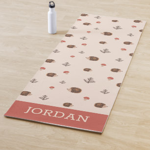 Tapis De Yoga Cute Woodland Hérisson et Motif de champignons