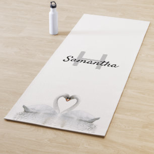 Tapis De Yoga Cygne blanc nom d'amour monogramme