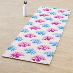 Tapis De Yoga Dahlia Rose, Dahla Bleue, Motif Floral, Fleurs