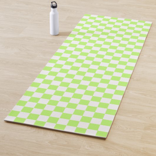 Tapis De Yoga Damier vert citron visuel classique (En situation)