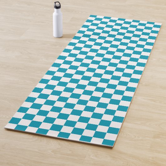 Tapis De Yoga Dark turquoise checkered  (En situation)