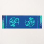 Tapis de yoga de dragon sauvage bleu océan (Devant (Horizontal))