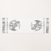 Tapis de yoga de dragon sauvage gris et blanc (Devant (Horizontal))