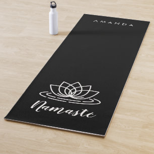 Tapis de yoga de Namasté noir personnalisé à la