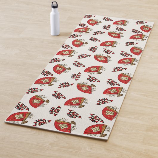 Tapis De Yoga Déco d'oiseaux asiatiques (En situation)