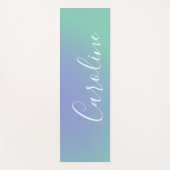 Tapis De Yoga Dégradé vert rétro | Nom de script personnalisé  (Devant)