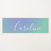 Tapis De Yoga Dégradé vert rétro | Nom de script personnalisé  (Devant (Horizontal))