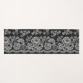 Tapis De Yoga Dentelle Blanche Sur Fond Noir (Devant (Horizontal))