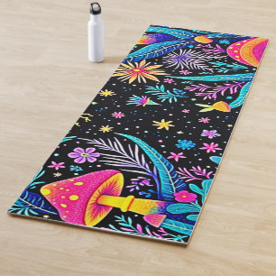Tapis De Yoga Design de rêve de nuit de la Forêt Magique de Neon