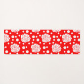 Tapis De Yoga Design d'illustrations florales Pois en rouge blan (Dos (Horizontal))