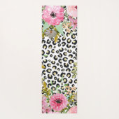 Tapis De Yoga Design Empreinte de léopard et floral élégant (Dos)