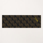 Tapis De Yoga Design Floral Or Sur Noir Personnalisé (Devant (Horizontal))