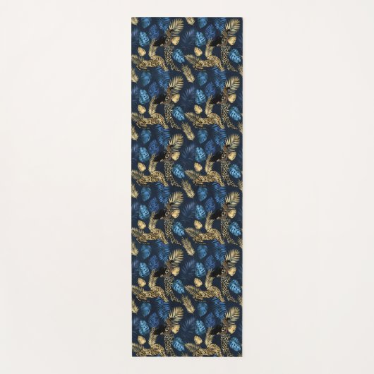 Tapis De Yoga Design Leopard bleu et or 8 (Devant)