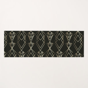 Tapis De Yoga Design rétro classique en noir et or