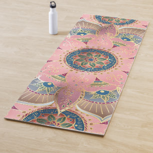 Tapis De Yoga Design tendance métal or et rose Mandala