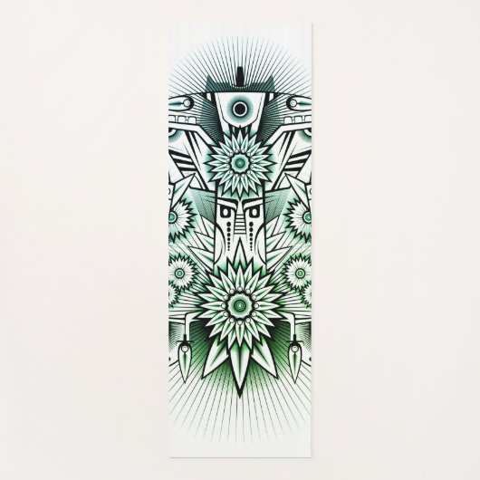 Tapis De Yoga Design tribal teinte verte (Devant)