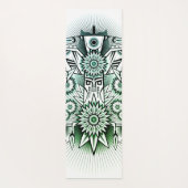 Tapis De Yoga Design tribal teinte verte (Dos)