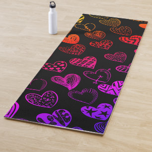 Tapis De Yoga Dessin adorable Rainbow Heart Scribble