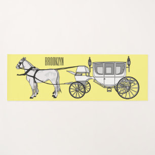 Tapis De Yoga dessin animé mariage cheval & calèche